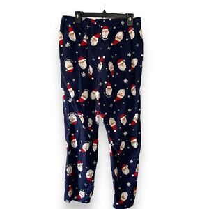 Old Navy Women's Printed Santa Claus Holiday Pajama Pants Navy Blue Large